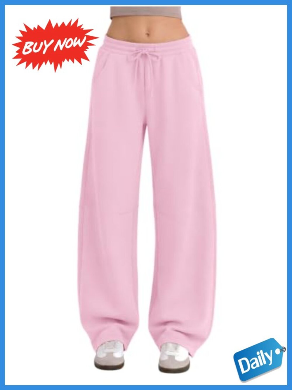 Womens Fleece Lined Barrel Baggy Sweatpants Wide Leg Lounge Pants
